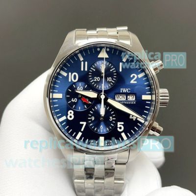 TW Factory Swiss Clone IWC Blue Dial Schaffhausen Pilot's Spitfire Chronograph Watch 43mm 